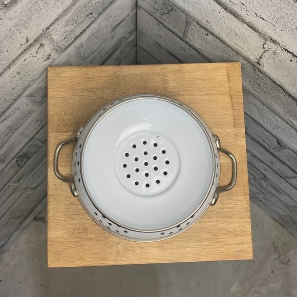 Vintage Strainer Colander Metal Enamel Floral Print 80s Cottagecore Kitchen - Picture 7 of 9